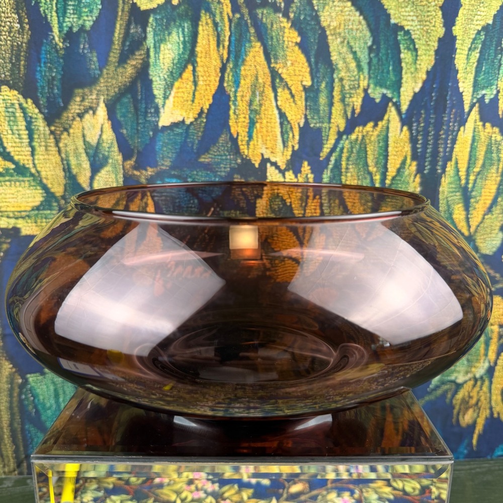 Amethyst Purple Art Glass Centerpiece Bowl Made in Spain Mid Century Style